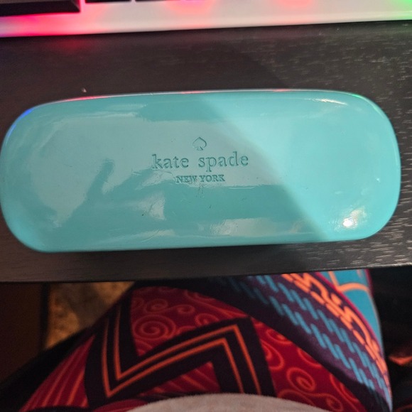 Kate Spade‎ Eyeglasses Case Teal Blue Hard Clamshell Wink Wink - Picture 1 of 4